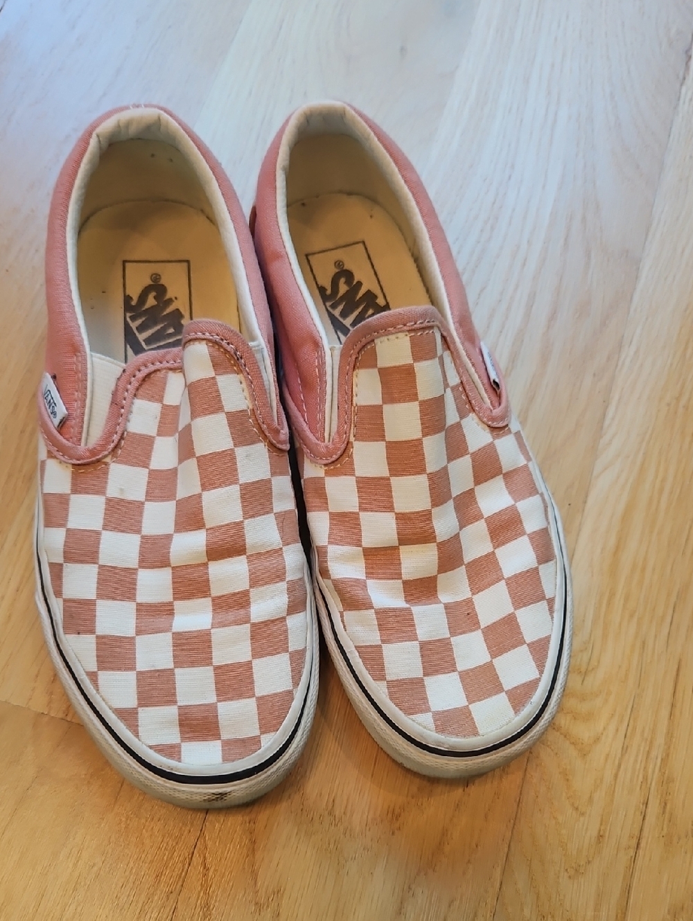 Vans KSlip-On Checkerboard Sneakers - Rose/White Size 6
